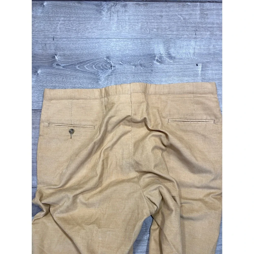 VTG Sansabelt Khaki Corduroy Flat Front Pant Mens 38x32 Pleated Cuffed Trousers